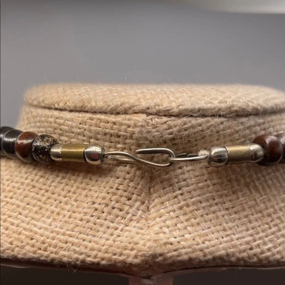 Bone dyed pictographs necklace vintage C37 - Picture 8 of 8